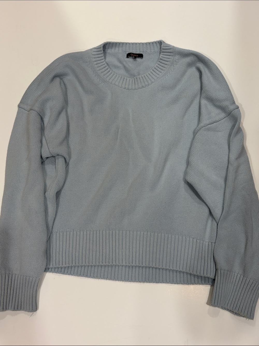 XL Quince boyfriend crewneck sweater in light blue